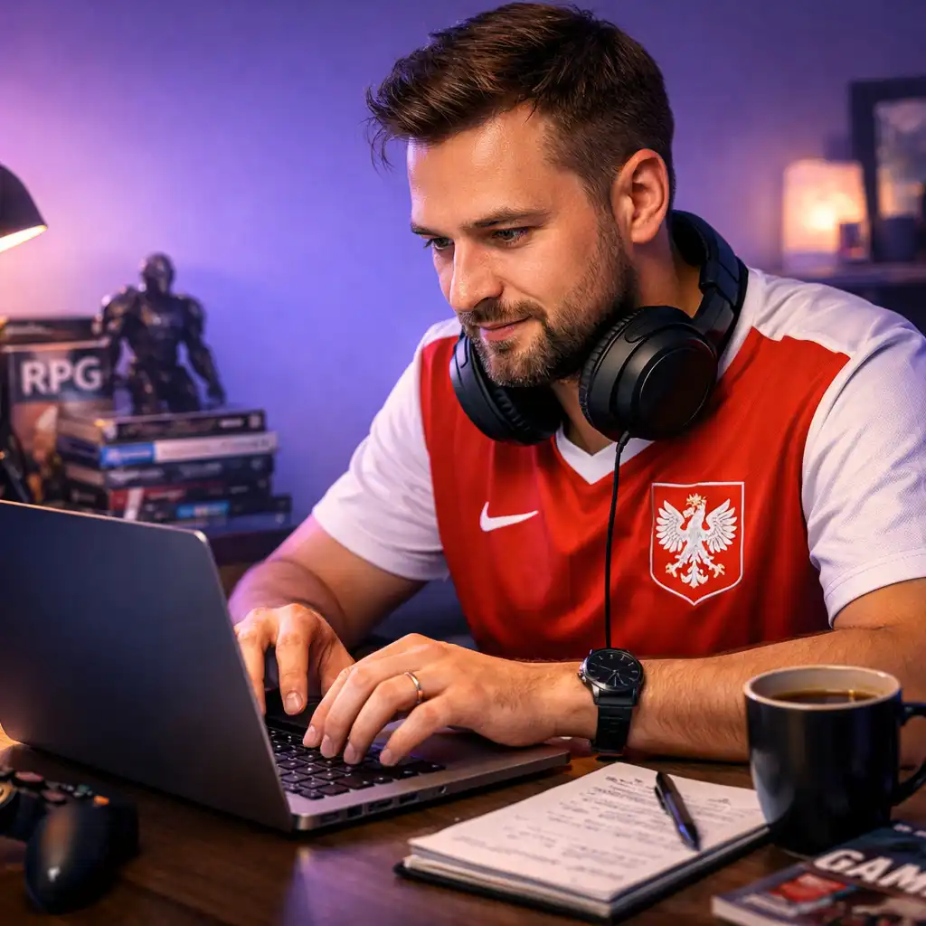Gracz piszący felieton o grach wideo na portalu społecznościowym